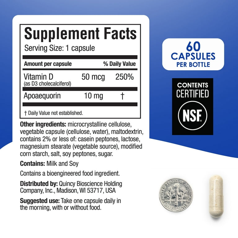 Prevagen Regular Strength For Your Brain Dietary Supplement Capsules 10mg Apoaequorin Vitamin D, 60 ct