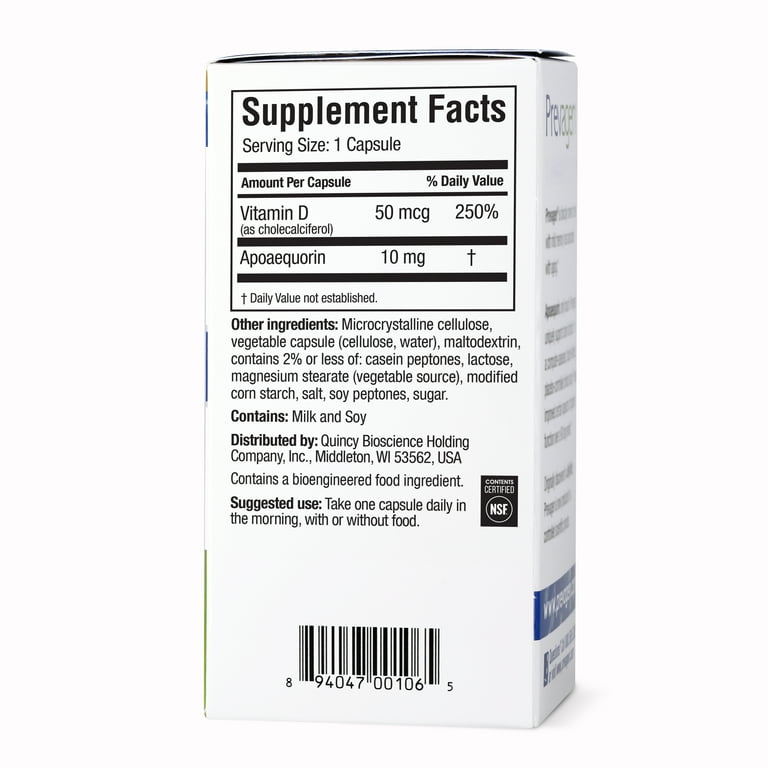 Prevagen Regular Strength For Your Brain Dietary Supplement Capsules 10mg Apoaequorin Vitamin D, 60 ct